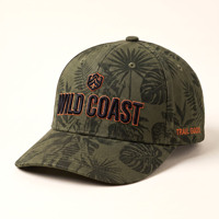 Gorra de Béisbol con Estampado Tropical, 6 Paneles, Bordado 3D, Visera Rígida Curvada, Sarga 100% Algodón, para Senderismo al Aire Libre, Logotipo Personalizado, Unisex, Venta al Por Mayor