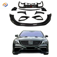 Kit carrosserie en fibre de carbone de style BS, adapté aux Mercedes-Benz S63 S65 AMG 2018-2020, mise à niveau du diffuseur avant et arrière, aileron arrière