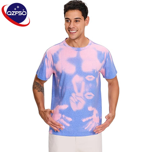 เสื้อยืด QZFSO แบบเปลี่ยนสีตามอุณหภูมิ เสื้อยืดกราฟิกเปล่าทรงใหญ่แบบครอปสำหรับผู้ชาย - Product Image 1