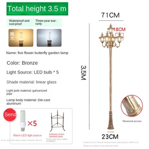 เสาไฟสวนเหล็กกลางแจ้ง หลอดไฟ LED พร้อมโคมแก้ว แสงวอร์มไวท์ 2700K IP66 หลอดไฟ A19 แบบไม่ถอดได้ พร้อมเซ็นเซอร์ตรวจจับความเคลื่อนไหว ใช้พลังงานแสงอาทิตย์ รองรับไฟฟ้ากระแสสลับ 220V - Product Image 3