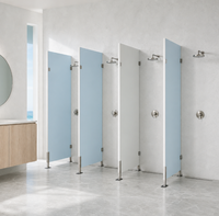 Panneaux de séparation de salle de bain en acier inoxydable 304 HPL commercial, cabines de douche polies et étanches pour hôtels, appartements, style moderne