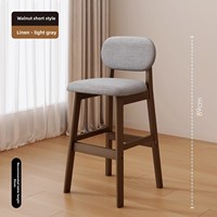 Chaise de bar en bois massif au design moderne, tabouret haut avec dossier pour table d'îlot, salle à manger extérieure, chambre et salon