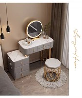 Coiffeuse en bois massif de haute qualité miroir de courtoisie de maquillage éclairé par LED moderne noir Antique maison salle de bain chambre commode rangement