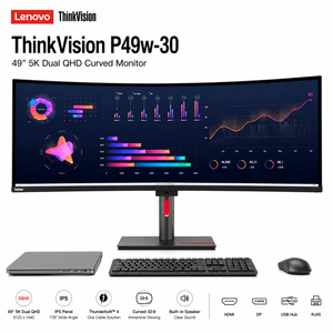 ขายดี Lenovo ThinkVision P49w-30 จอโค้ง 49 นิ้ว 5K Dual QHD IPS พร้อม Thunderbolt 4 สำหรับธุรกิจ คอมพิวเตอร์พีซี - Product Image 1