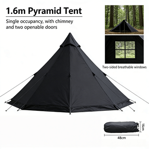 Tente pyramidale en toile premium imperméable et respirante avec cheminée <span class=keywords><strong>centrale</strong></span> pour le glamping quatre saisons et le camping d'hiver - Product Image 3