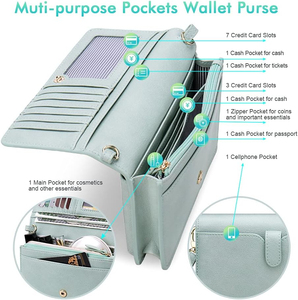 Petit sac à bandoulière pour femme, porte-té<span class=keywords><strong>l</strong></span>éphone, portefeuille avec emplacements pour cartes RFID, 2 sangles, bracelet - Product Image 4