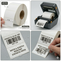 Étiquettes thermiques directes synthétiques de qualité supérieure 4x6 pouces, écologiques, sans BPA, imperméables, résistantes à l'huile, anti-déchirure, étiquettes personnalisées en couleur