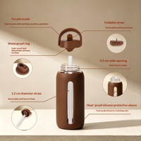 Nouvelle Bouteille d'Eau à Bec Verseur 800ml 2026 avec Échelle de Mesure, Gobelet en Verre Portable, Design Minimaliste, Cadeau d'Affaires, Silicone Anti-Brûlure