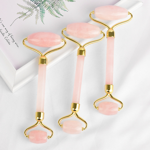 Quartz Rose Visage <span class=keywords><strong>Masseur</strong></span> Rose de soin et de beauté outil De rouleau de <span class=keywords><strong>Jade</strong></span> - Product Image 1