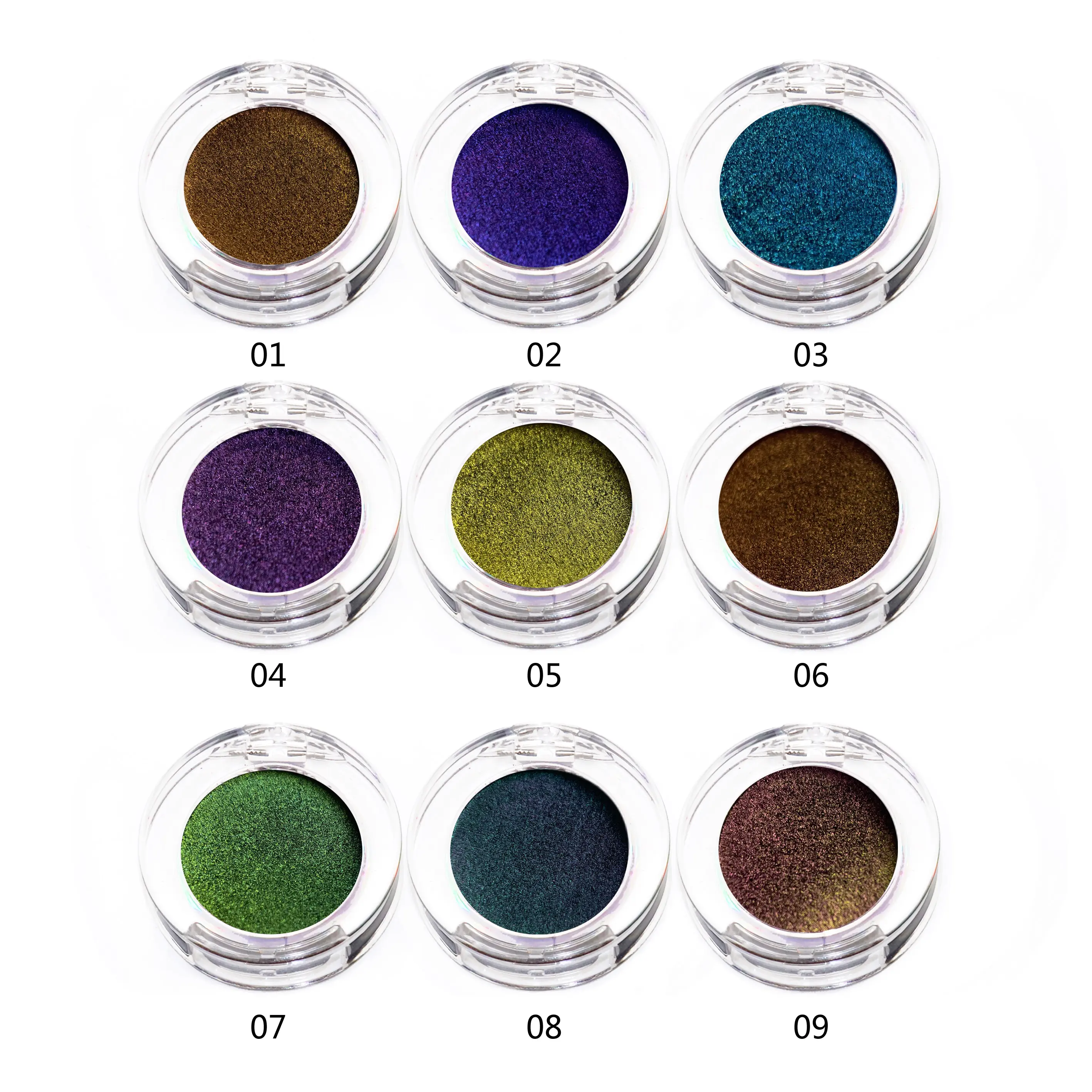 Pigmento alto Multi-Chrome Eye Shadow Pigments Single Glitter Duochrome Shimmer Finish Impermeable 5g Polvo Seco Sombra de ojos Colores