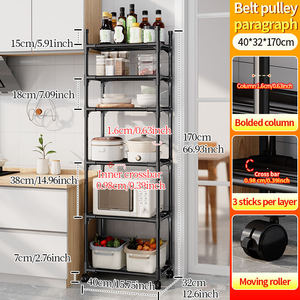 Étagère mobile en métal à 6 niveaux Cedar Space, chariot de rangement sur roulettes pour <span class=keywords><strong>four</strong></span> à <span class=keywords><strong>micro</strong></span>-ondes et accessoires de cuisine - Product Image 6