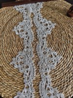 Accessoires de robe de mariée faits main en dentelle blanche brodée, motif floral en vigne, bordure picot, pour filles, vente en gros