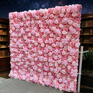 Paneles de pared de flores artificiales premium para decoración de fondo de bodas, despedidas de soltera y cabinas de fotos. - Product Image 1
