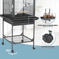 ZMaker Cage à oiseaux en métal grande taille avec roulettes, cage à oiseaux mobile, cage à perroquet spacieuse en fil de fer avec plateau amovible et mangeoire