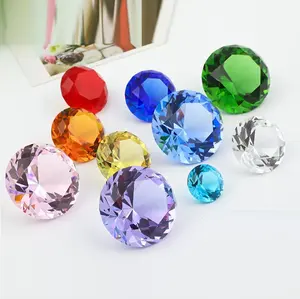 wholesale 80mm(3.1 inch) Crystal Diamond Paperweight custom logo crystal glass diamond for Wedding Decorations