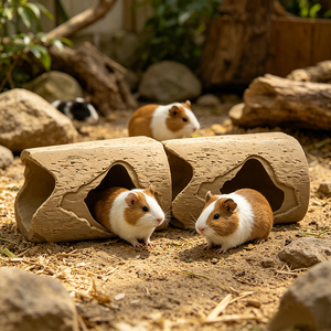 Abri tunnel pour hamster, cachette en bois pour petits animaux, abri pour cochon d'Inde, gerbil, souris, rat, accessoires de cage pour animaux de compagnie - Product Image 4