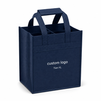 Sacs de courses réutilisables en non-tissé, porte-vin pour 4 bouteilles, sac fourre-tout personnalisé avec séparateurs et poignées courtes pour emballage cadeau de cave à vin