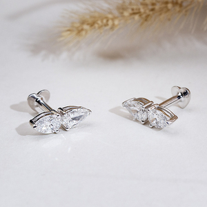 ต่างหูเพชรทรงลูกแพร์เงินแท้ S925 รุ่น MSE-933 จาก Messi Jewelry สำหรับผู้หญิง - Product Image 1