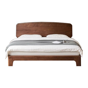 Lit plateforme Goya en bois massif 1,8 m en noyer noir, lit double moderne minimaliste pour adultes et personnes âgées - Product Image 5
