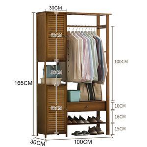 Tủ Quần Áo Di Động Sắp Xếp Để Treo Áo Khoác Nặng Đồ Nội Thất Tủ Quần Áo Bằng Tre - Product Image 6