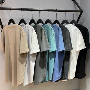 Nuevo diseño dobladillo curvo peso pesado algodón niños camiseta Streetwear viejo negro ácido lavado camisetas para hombres - Product Image 2