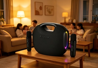 NOUVEAU Ensemble de karaoké avec deux microphones sans fil, enceinte Bluetooth portable pour chanter à la maison, fête en plein air