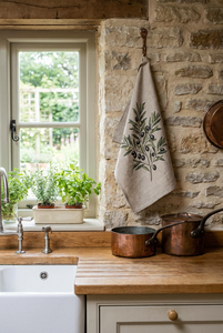 100% Cotton <strong>Tea</strong> <strong>Towels</strong> Vintage Olive Branch <strong>Sage</strong> <strong>Green</strong> Retro Style Kitchen Linens 40x60cm - Product Image 4