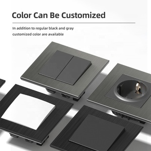 Thiết kế sang trọng hiện đại chải nhôm chuyển đổi ánh sáng bảng điều chỉnh 1 gang Vàng grey đen EU tường chuyển đổi - Product Image 3