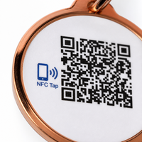 Vente en gros d'étiquettes d'identification intelligentes NFC personnalisées pour animaux de compagnie, étiquette de nom de chien avec code QR, motif animal en cristal, durable, étiquette de collier personnalisée pour animaux de compagnie