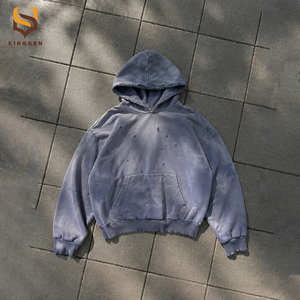 เสื้อฮู้ดดี้ทรงบ็อกซี่แบบครอป ผ้าฝ้ายเฟรนช์เทอร์รี่ 100% แบบไล่เฉดสีซีดจางสไตล์วินเทจ สำหรับผู้ชาย - Product Image 2