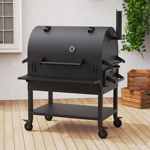<b>Large</b> Round Commercial Smoking Oven With Trolley Multifunctional Windproof Rustproof <b>BBQ</b> Grill For Outdoor Cooking - Product Image 1