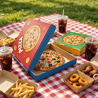 Boîte à pizza jetable en papier de qualité supérieure, durable, au design coloré, pour la livraison de repas à emporter