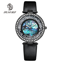 Montre pour femme au design unique, mouvement à quartz SEIKO, couleur blanche, bracelet en cuir, boîtier en alliage, cadran en verre