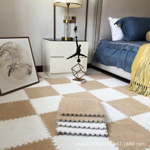 Plush Carpet <b>Interlocking</b> <b>Floor</b> <b>Mats</b> Faux Fur Thick Puzzle Tiles for Bedroom Living Room Non-slip Soft - Product Image 2