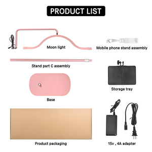 30inch OEM Bicolor nửa mặt trăng ánh sáng đám mây trăng đèn cho lông mi lưỡi liềm Đèn sàn <span class=keywords><strong>LED</strong></span> vòng ánh sáng cho Salon lông mi mở rộng - Product Image 6