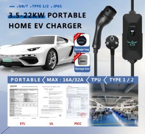 Cargador Portátil para Vehículos Eléctricos de 1.92kW 16A CA Tipo 1 con Corriente Ajustable y Pantalla LCD de 1.8 Pulgadas para Uso Doméstico/Público - Product Image 6