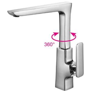Robinet de lavabo de cuisine d'origine chinoise, corps en laiton, traitement de surface chromé, doté d'une rotation à 360 degrés - Product Image 2