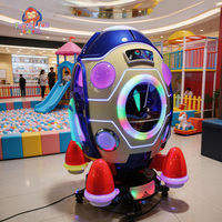 Columpio Giratorio para Niños con Forma de Cohete Espacial, Operado con Monedas, con Rotación de 360 Grados y Luces LED de Colores para Centros Comerciales