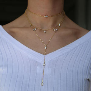 Mode haute qualité trois couches minuscule goutte d'eau longue chaîne colliers Sexy femmes dame pavé CZ luxe bijoux de mariage - Product Image 5
