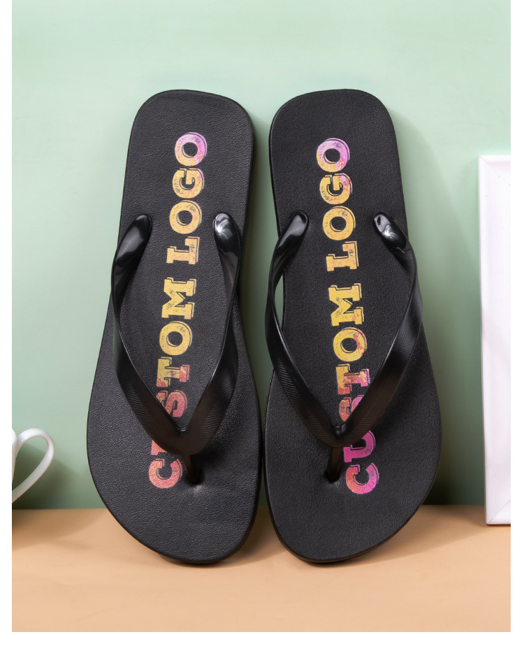 Kids PVC flip flops slippers custom logo 3D printing Flipflops beach rubber slippers