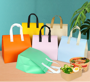 Sacs isothermes personnalisés de qualité alimentaire pour plats à emporter avec logo imprimé sur non-tissé et feuille d'aluminium, emballage traiteur OEM - Product Image 4