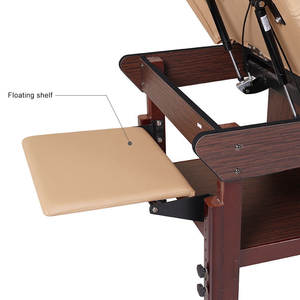 Muebles comerciales Facial SPA Masaje Cama de madera maciza con gabinete y estante flotante - Product Image 2