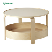 Table basse moderne ronde à deux niveaux pour salon, mobilier de projet d'appartement en gros