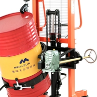 Chariot manuel robuste pour le retournement et le déchargement de fûts en acier de 55 gallons, chariot élévateur pour fûts en plastique, pince à fûts, hauteur de levage 2000 mm, pour fûts d'huile