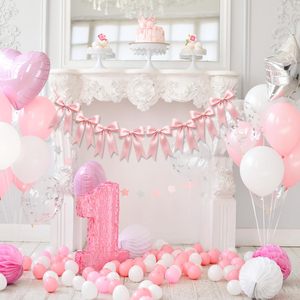 Guirnalda de Lazos de Satén Rosa con Lámina Dorada Pre-Hecha, Pancarta de Lazos al por Mayor, Decoración para Baby Shower, Primer Cumpleaños, Cuna de Bebé - Product Image 5