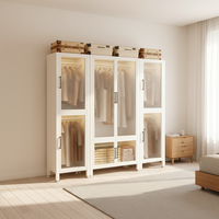 Armoire à deux portes en acier blanc, moderne et minimaliste, à deux niveaux, pour chambre à coucher