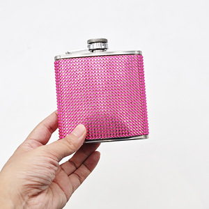 Gourde à liqueur pour femme, <span class=keywords><strong>petite</strong></span> forme carrée, diamant, 6 oz, mini gourde à <span class=keywords><strong>whisky</strong></span> avec entonnoir, gourde en acier inoxydable portable pour l'extérieur - Product Image 3