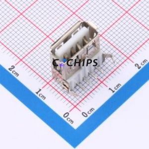 USB90-01-T1-W <b>USB</b> Connector Bent Lead Through Hole Connector Type-<b>A</b> <b>USB</b> <b>2.0</b> Female Right Angle Insert - Product Image 1