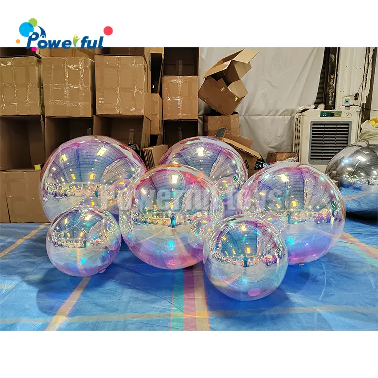 Boules réfléchissantes gonflables colorées bon marché d'usine de PVC/boules gonflables de miroir de Noël/ballons gonflables de miroir de boule