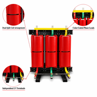 Transformateur triphasé à bobinage divisé de type sec 500 kVA 11 kV avec deux sorties basse tension séparées, dont 480 V pour les systèmes électriques